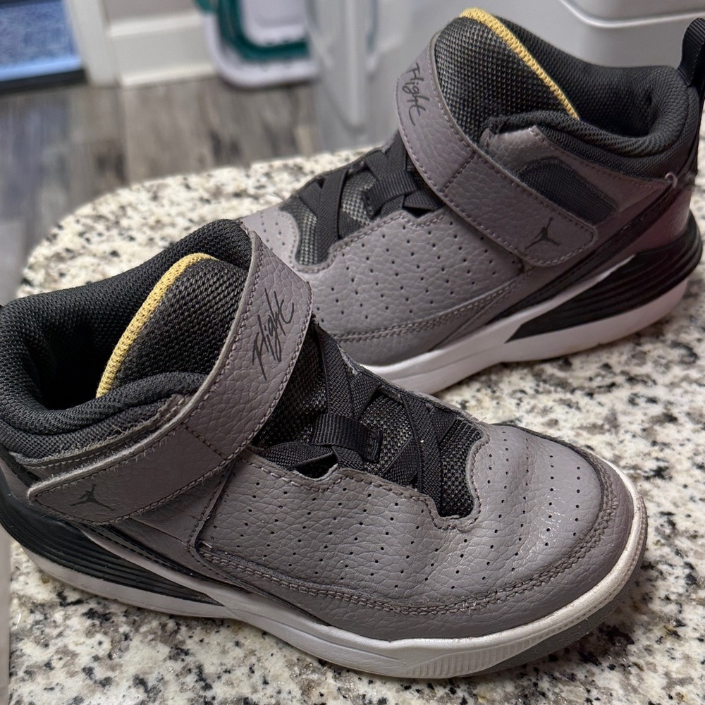Jordan Kids Gray and Black Sneakers